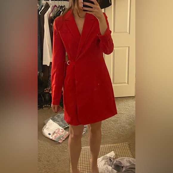 Abercrombie Red Wrap Blazer Dress - Picture 2 of 6